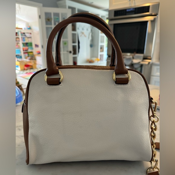 Michael Kors Knox Tassel Bag with Shoulder Strap, Brown&White, 11”Wx9”Hx4.5”D - Picture 2 of 6